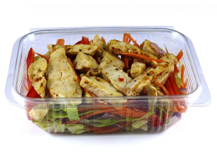 750cc Rectangular Plastic Salad Container (Hinged Lid)