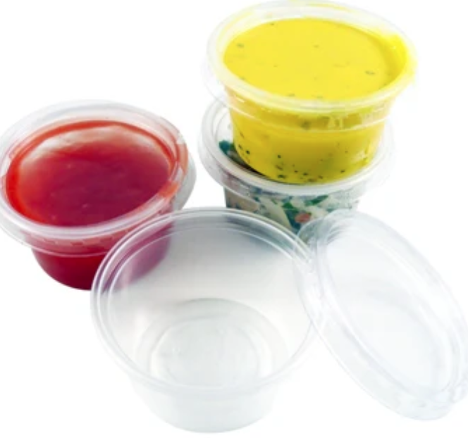 2oz 'Majestic' Clear Plastic Dip Pots with Lids