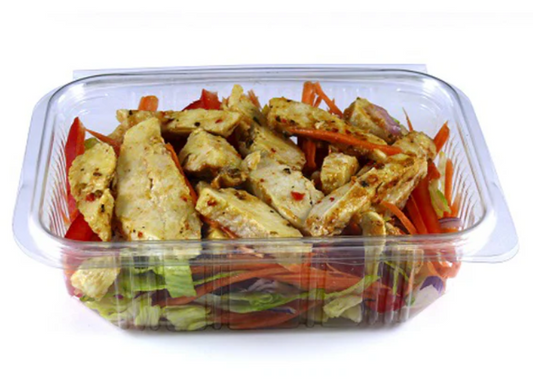 750cc Rectangular Plastic Salad Container (Hinged Lid)